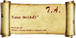 Tusa Anikó névjegykártya
