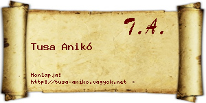 Tusa Anikó névjegykártya